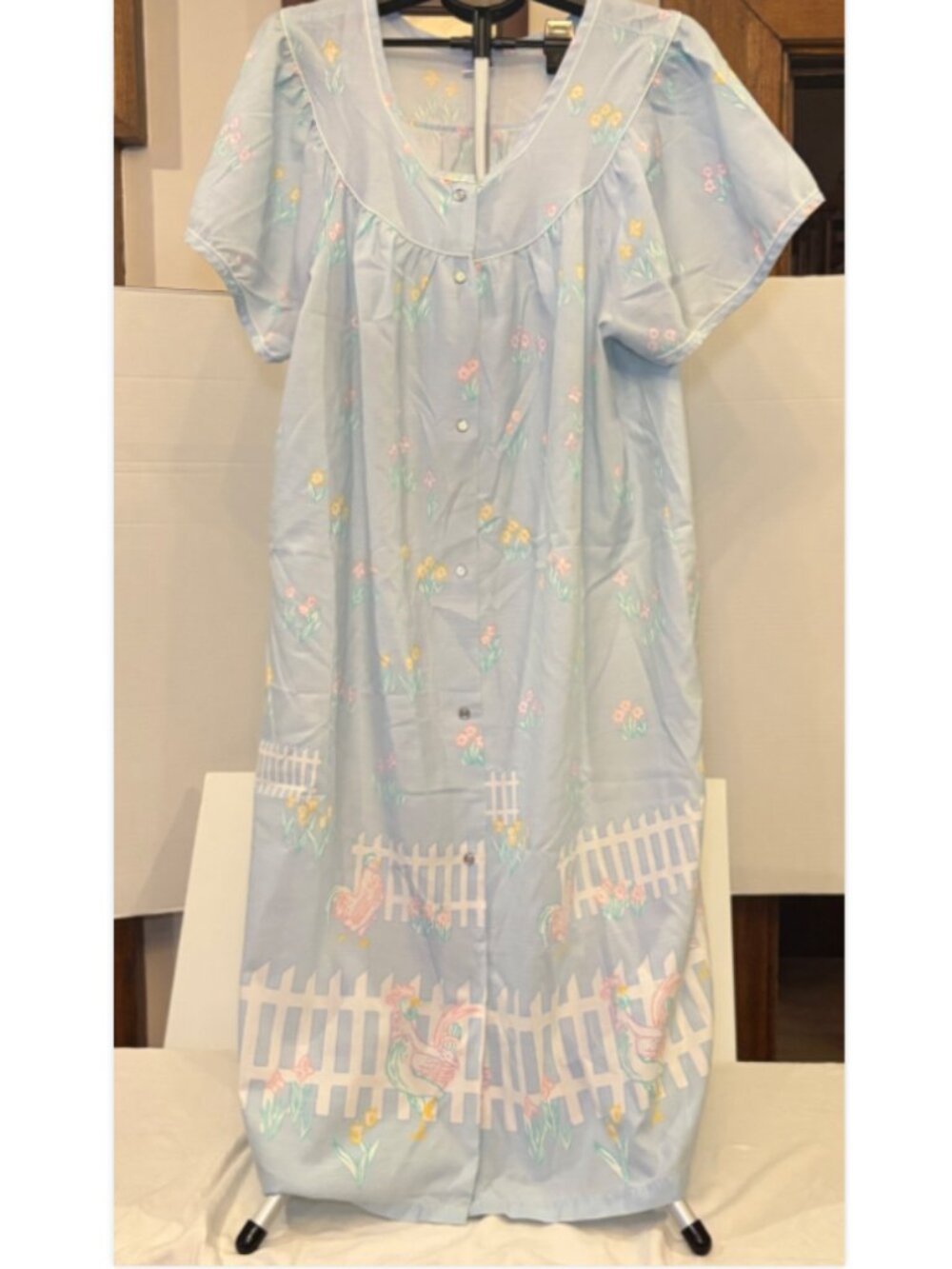 Vintage Katz Button Snap Robe Housecoat/Duster Women Size 3XL USA Blue Country